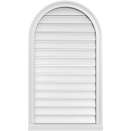 Ekena Millwork Round Top Surface Mount PVC Gable Vent: Functional, w/ 2"W x 2"P Brickmould Sill Frame, 24"W x 42"H GVPRT24X4203SF